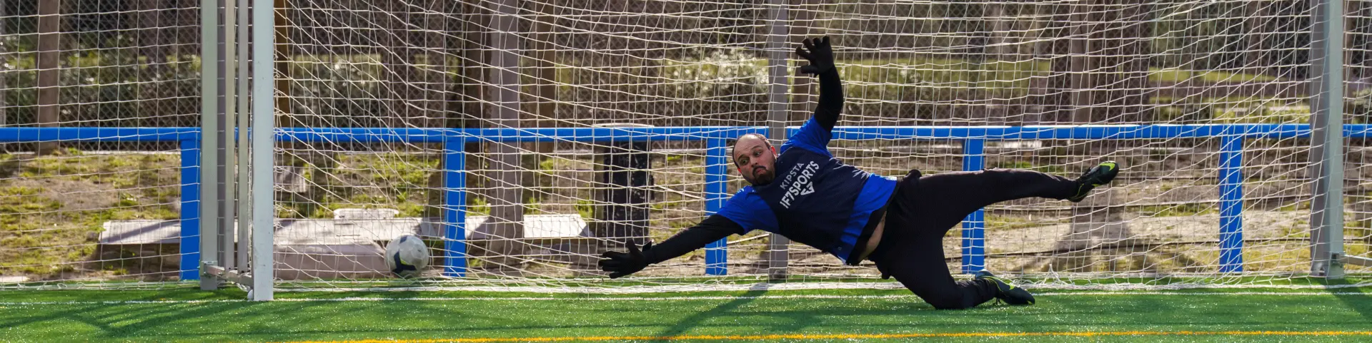 Football goalkeeper in action