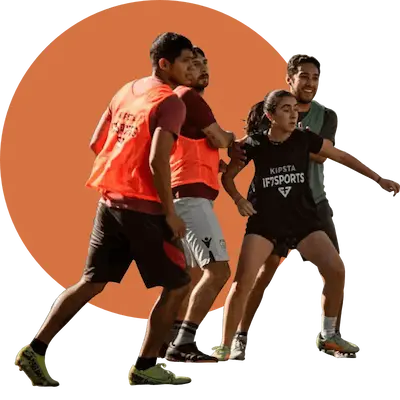 Mixed football players with IF7SPORTS bibs